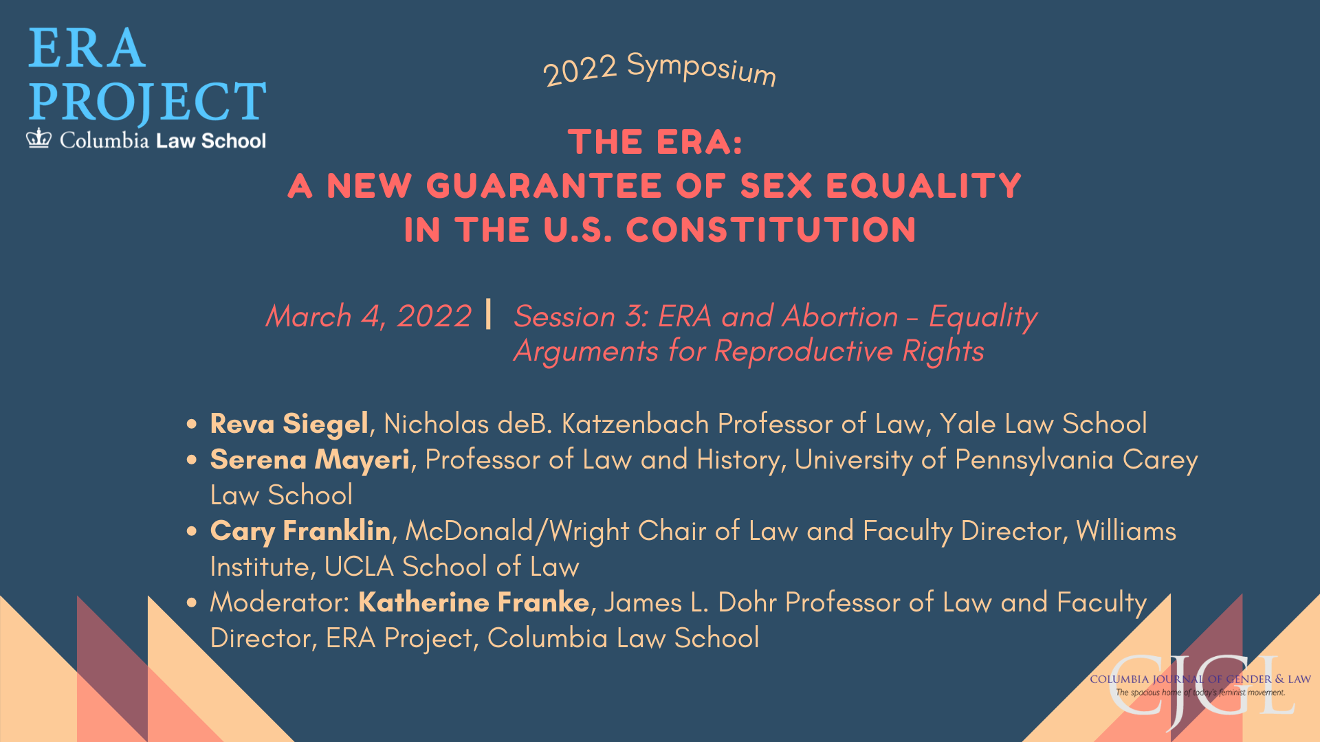 ERA Symposium - Session 3 - ERA and Abortion - Equality Arguments for Reproductive Rights