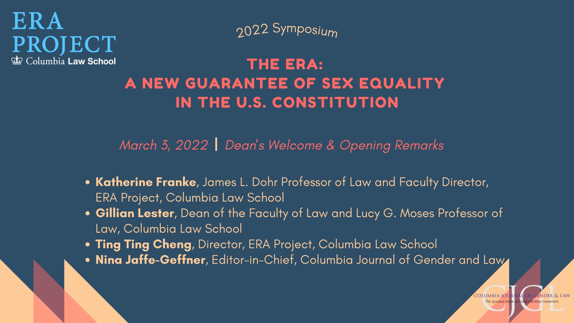 ERA Symposium - Dean's Welcome and Opening Remarks